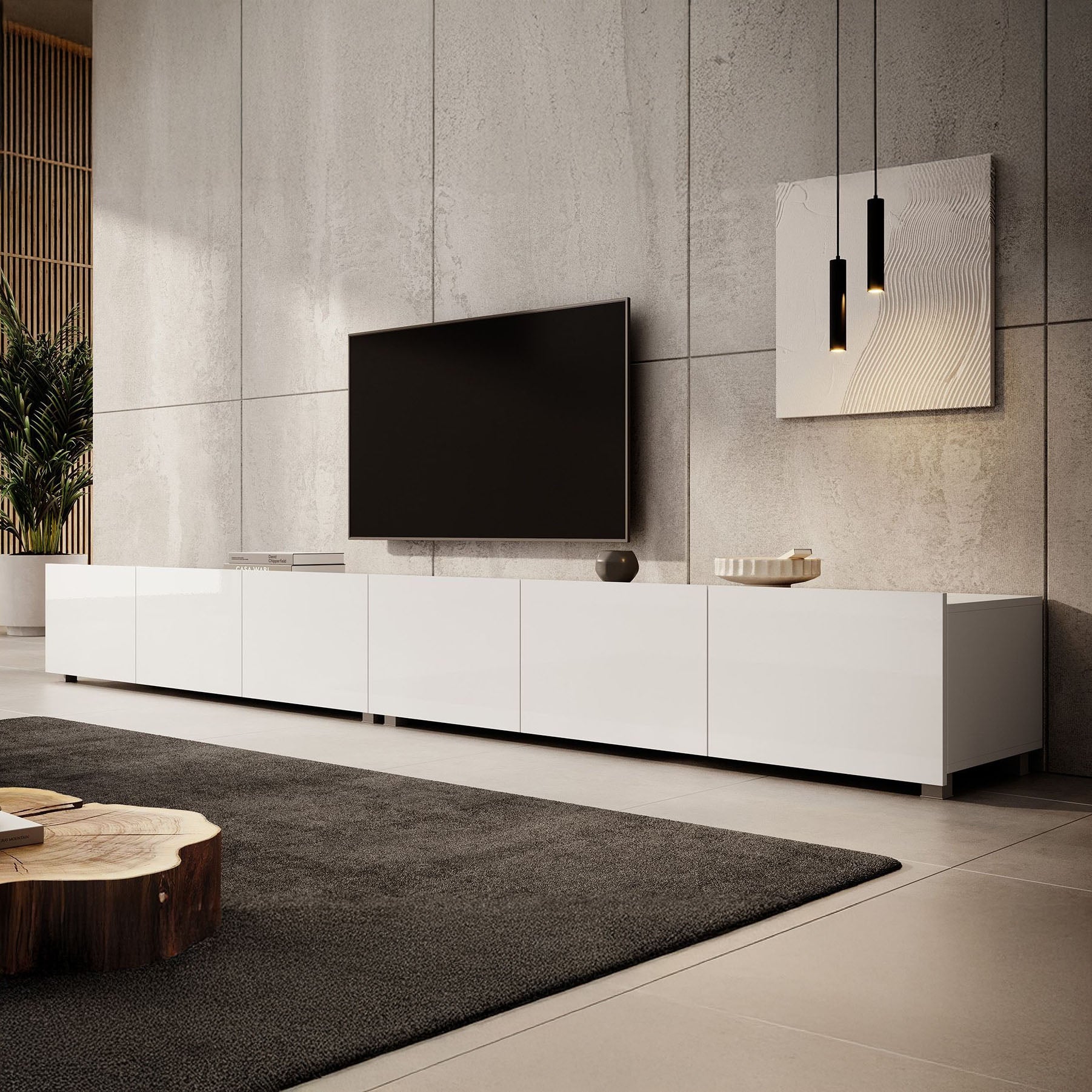 Calabas - TV-Meubel met 6 deuren - Wit - 300x43x37 cm