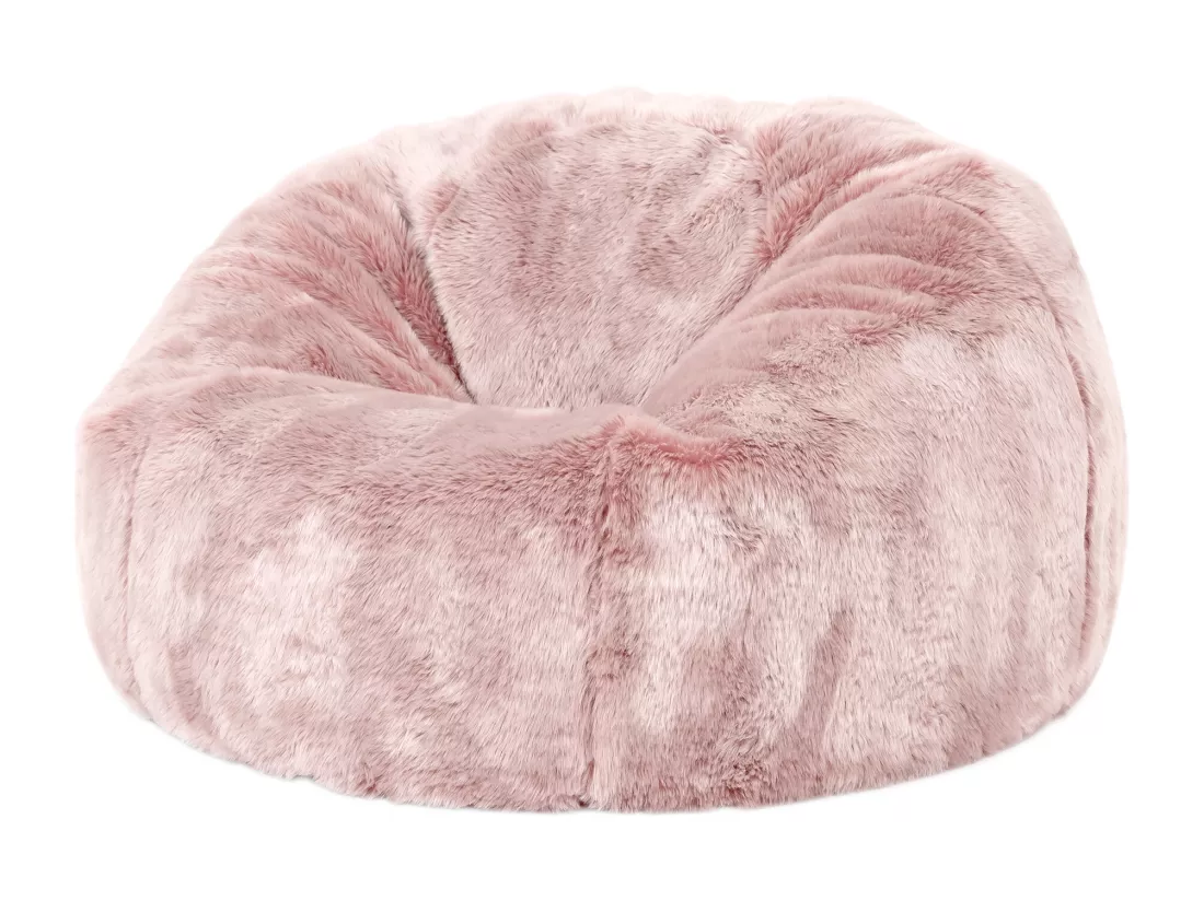 Pouf classique imitation fourrure pour enfants rose poudré