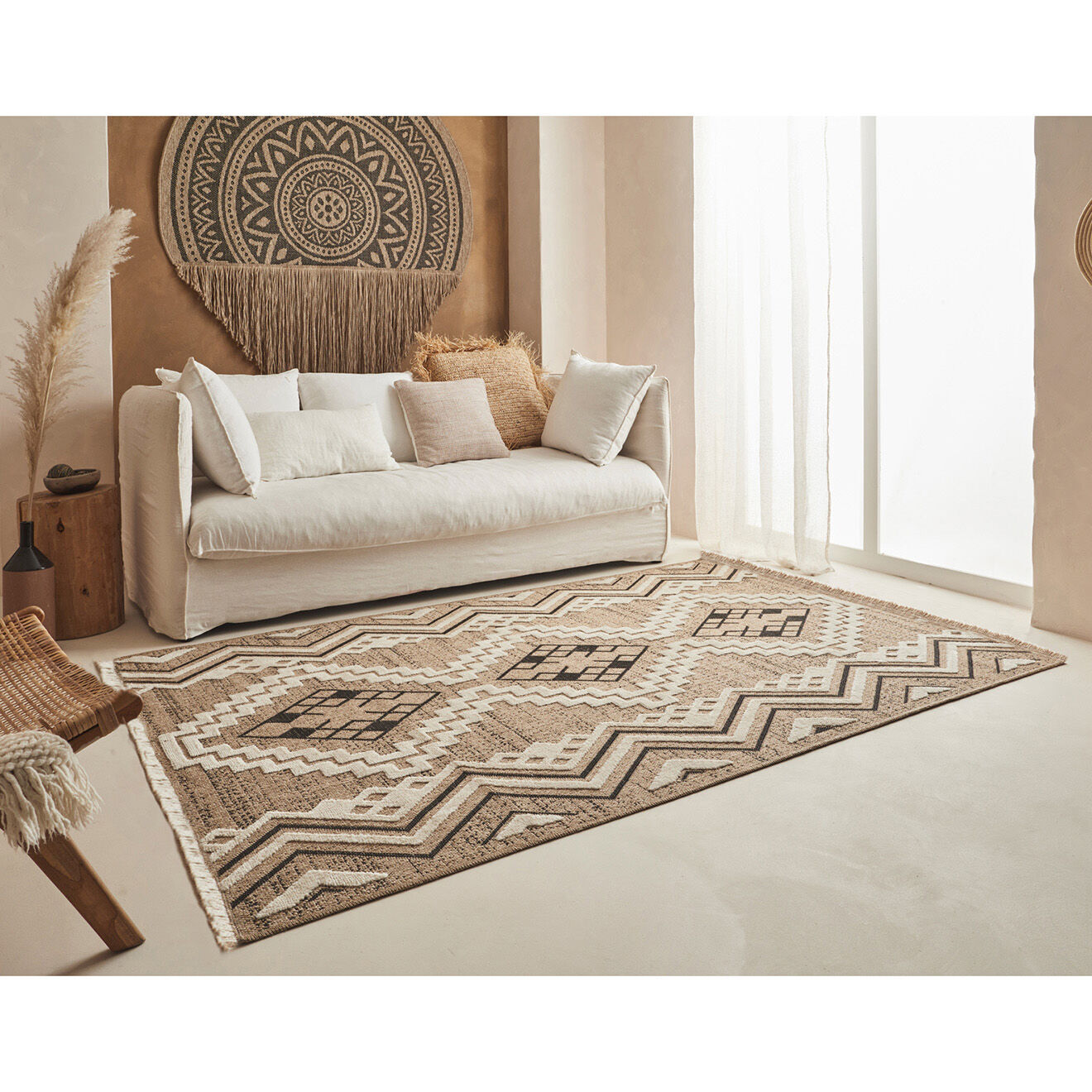 Nazar Rugs Tapis aspect jute TULUM 9054 intérieur & extérieur noir - 60x90 cm