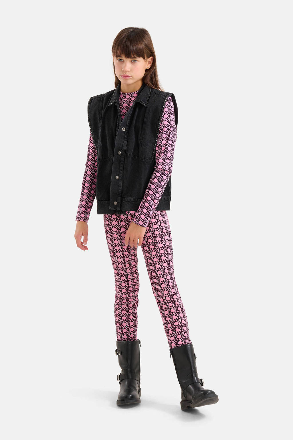 Shoeby gilet met backprint en borduursels dark grey