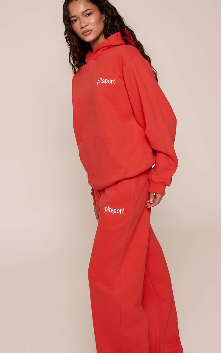 Rouge Pantalon De Jogging Droit En Molleton De Coton PLT Sport