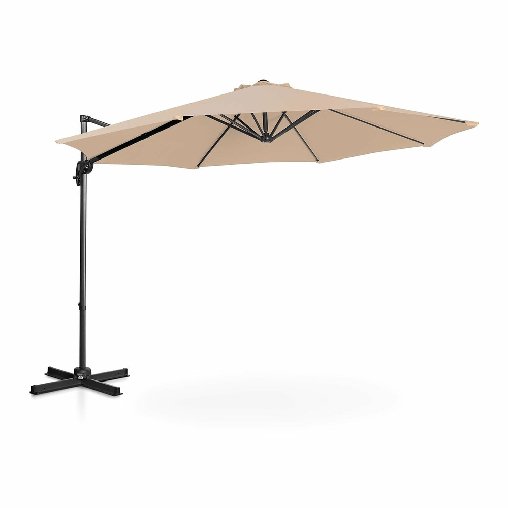Parasol déporté rond diamètre 300 cm inclinable et pivotant crème