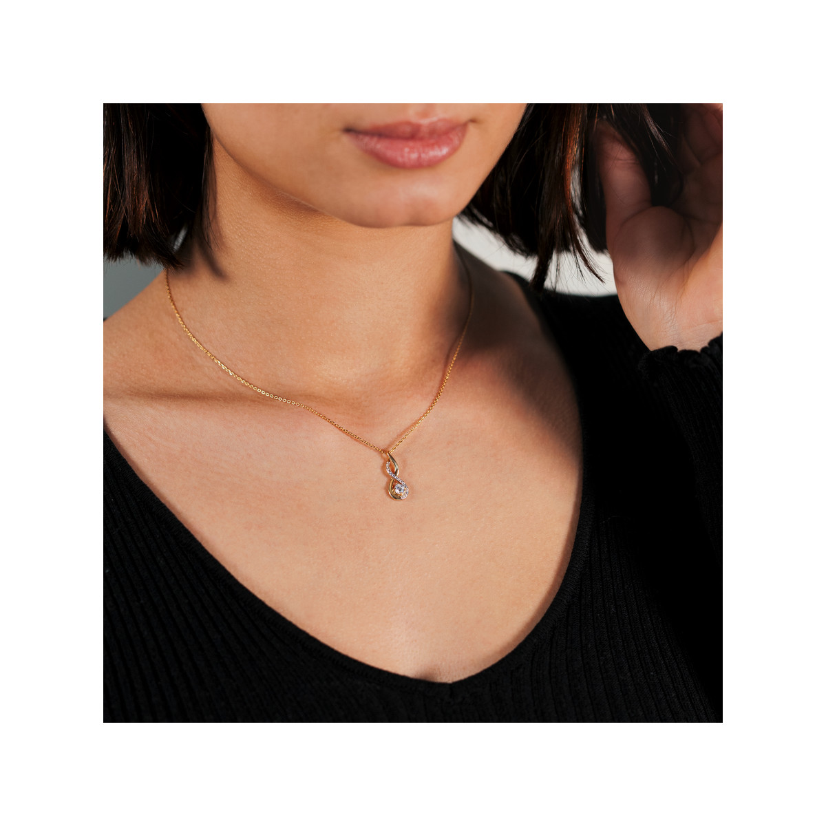Collier plaqué or zirconias 45 cm
