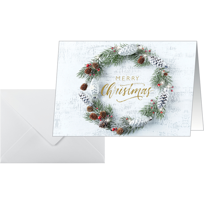 Sigel Weihnachtskarten, 25 Stück, A6, Christmas Wreath (Kranz)