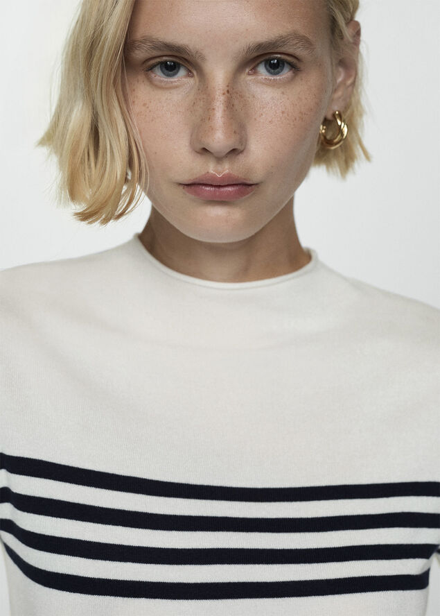 MANGO Striped knit sweater Light beige