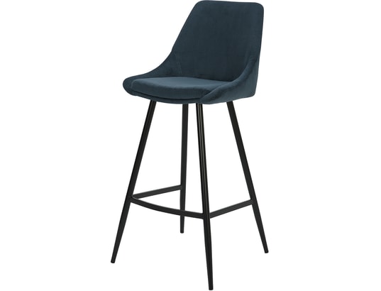 CONCEPT1 - Tabouret de bar Lot de 2 T. Bari bleu fonce velours cotelé (bar)