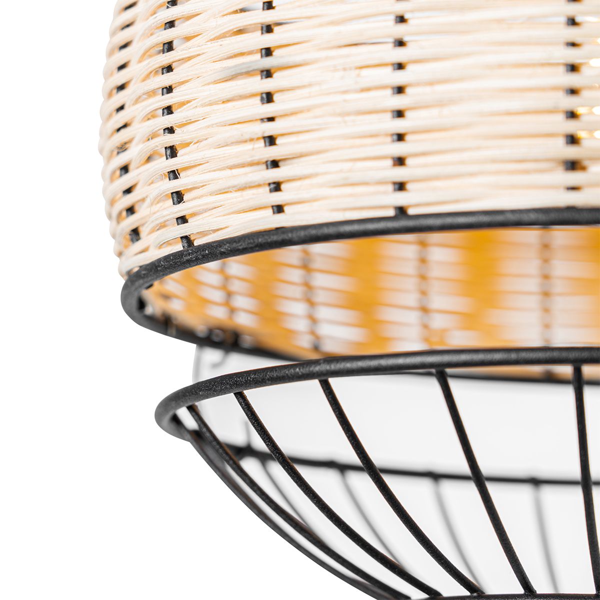 Oosterse plafondlamp zwart met rotan 25 cm - Emir