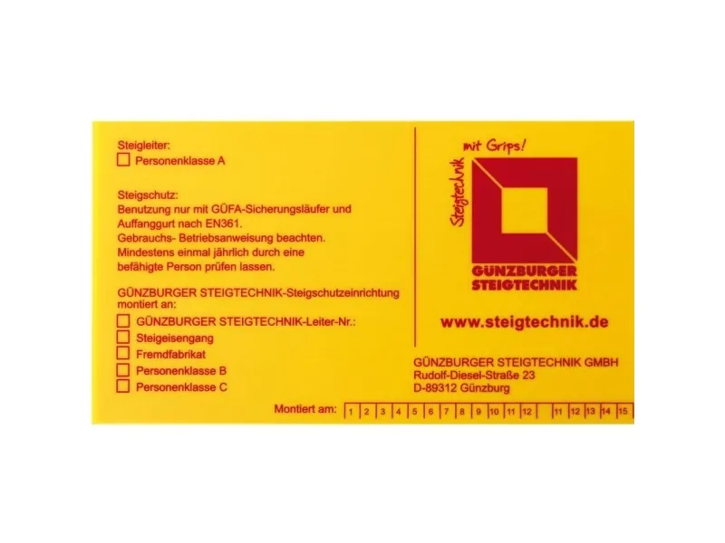 MUNK Günzburger Steigtechnik 19007 Advarselsklistermærke 1 stk