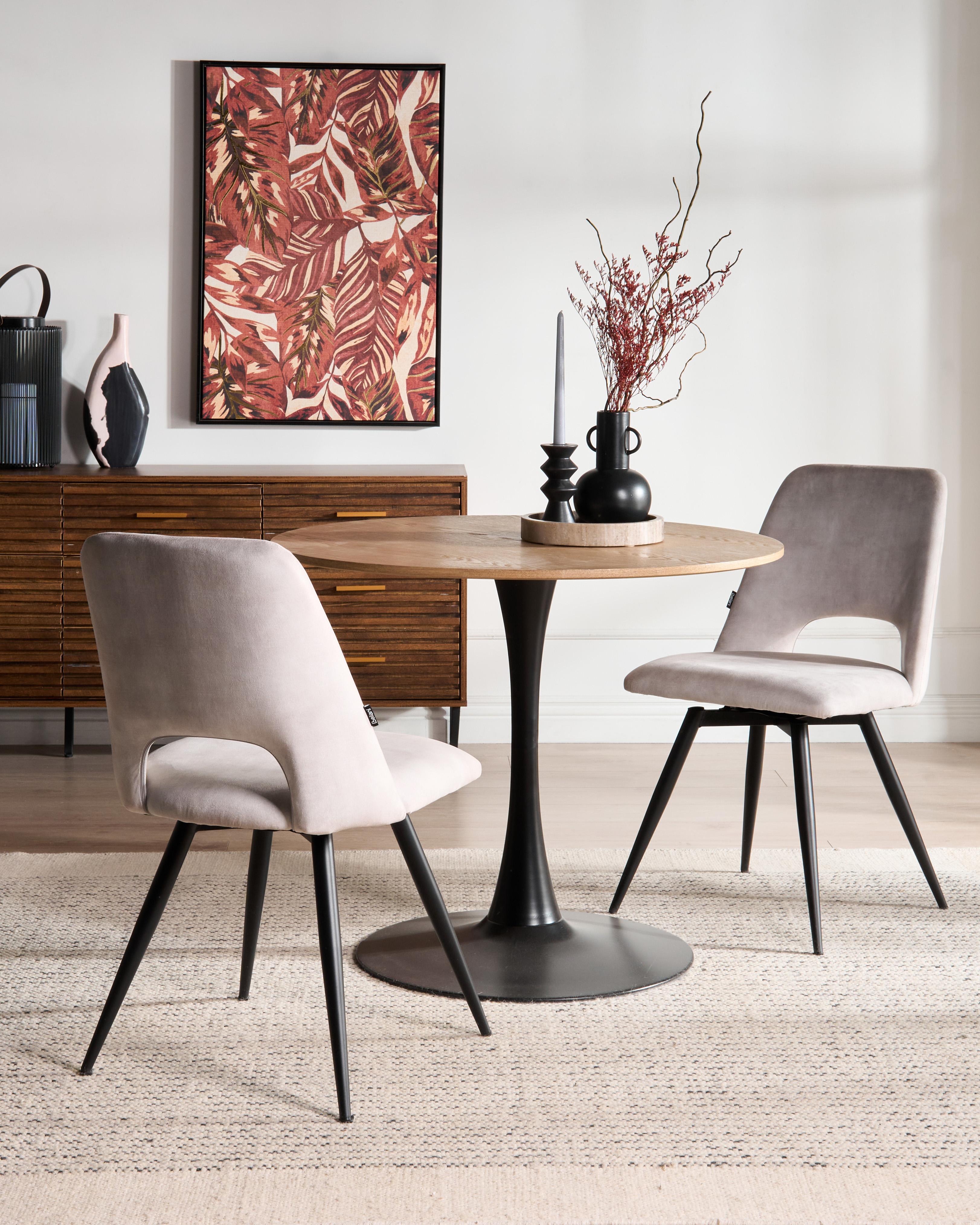 Set van 2 eetkamerstoelen draaibaar HALLETT Fluweel Lichtbeige