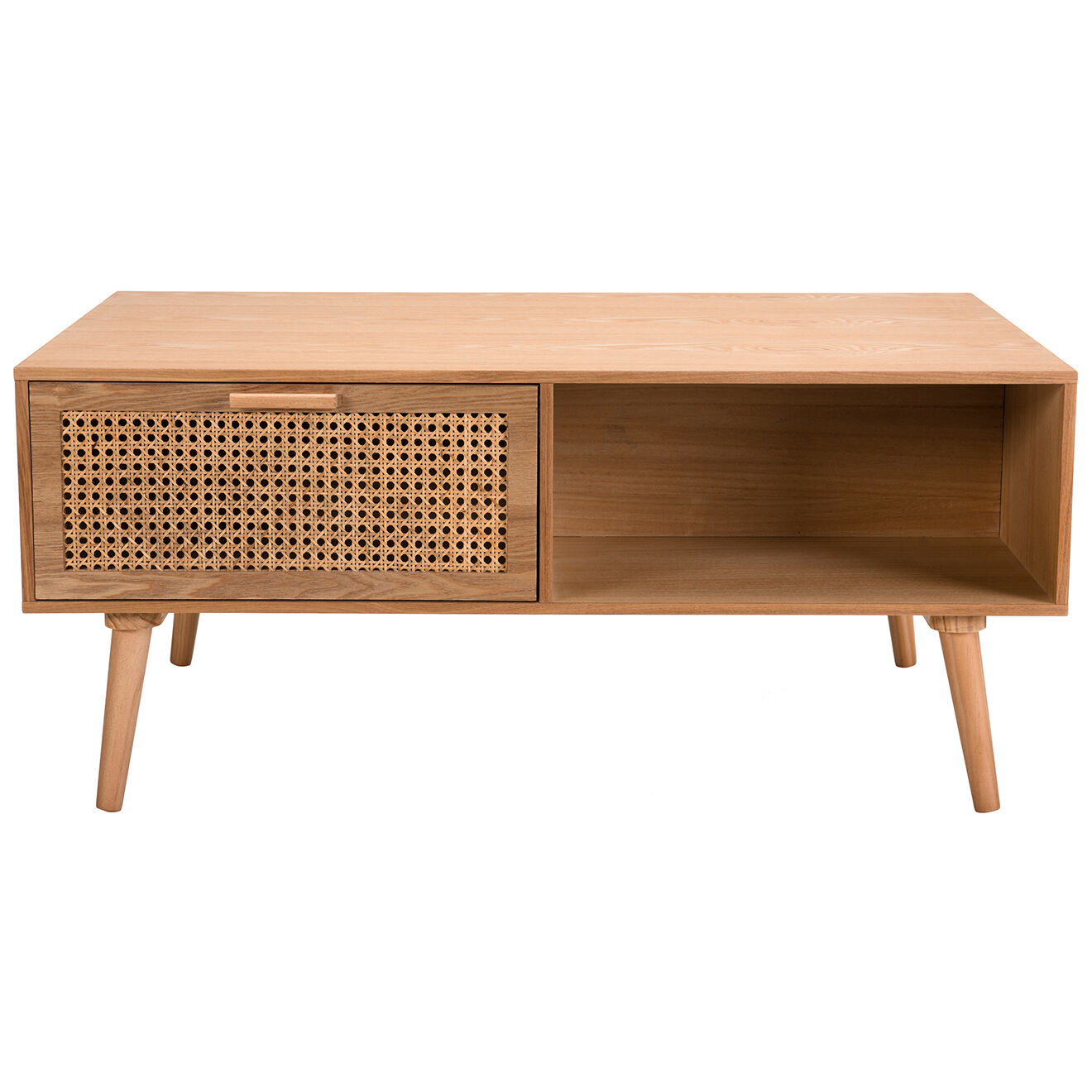 Macabane Table Basse Rodrigo 2 Tiroirs Bois Clair - 100x60x44.5 cm