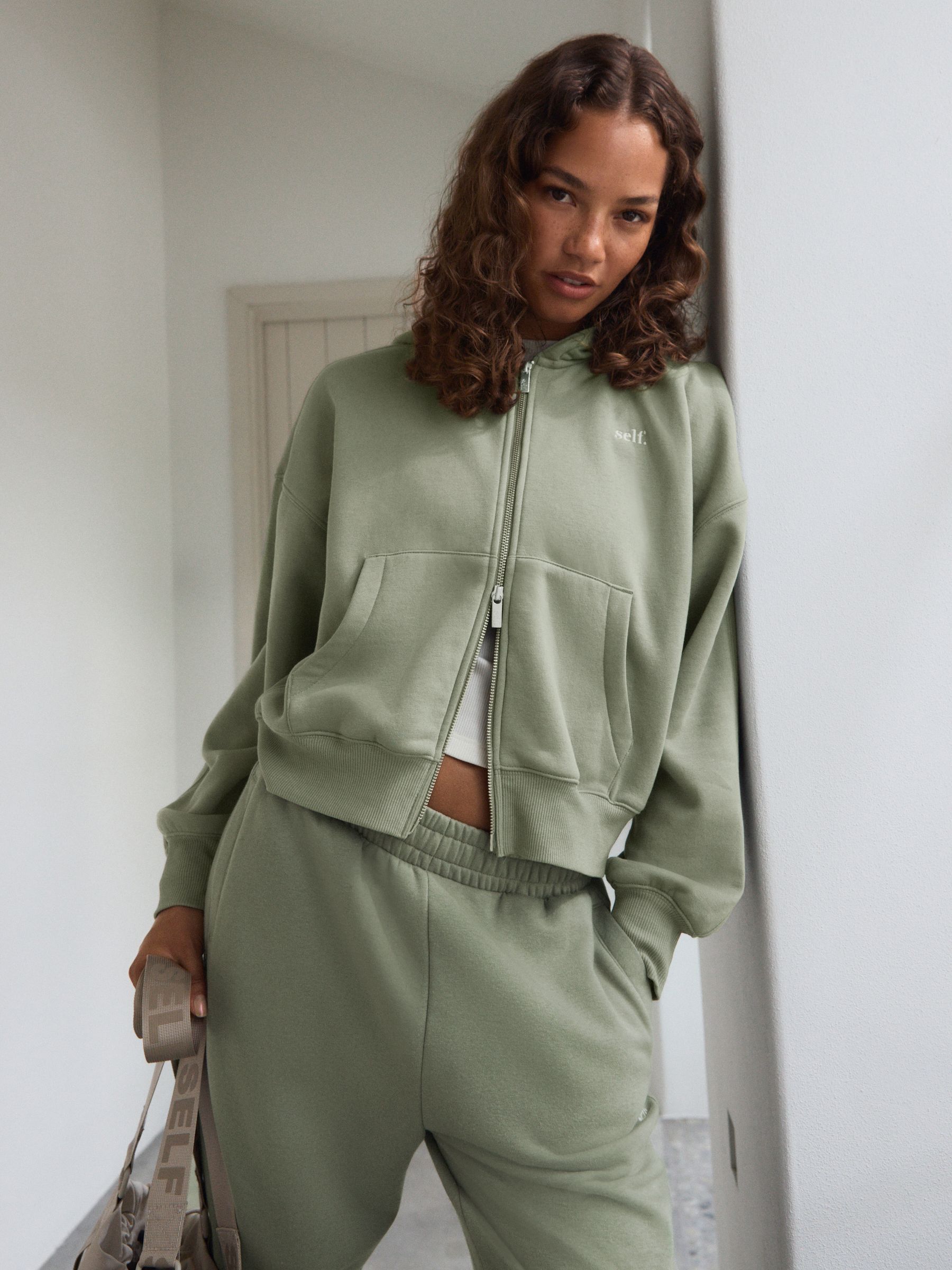 Grijs-groen - Hooded Zip Through Jacket
