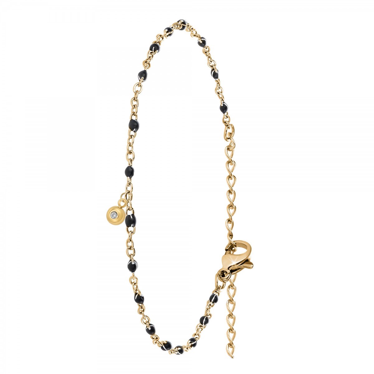 Bracelet par SC Bohème orné d'un véritable diamant blanc et de perles en résine noires