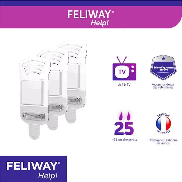Feliway Help! Eco Pack com 3 cartuchos Antiestresse para gatos, uso ocasional 3 vezes por semana