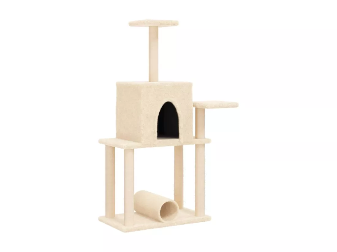 Arbre à chat avec griffoirs en sisal crème 122 cm