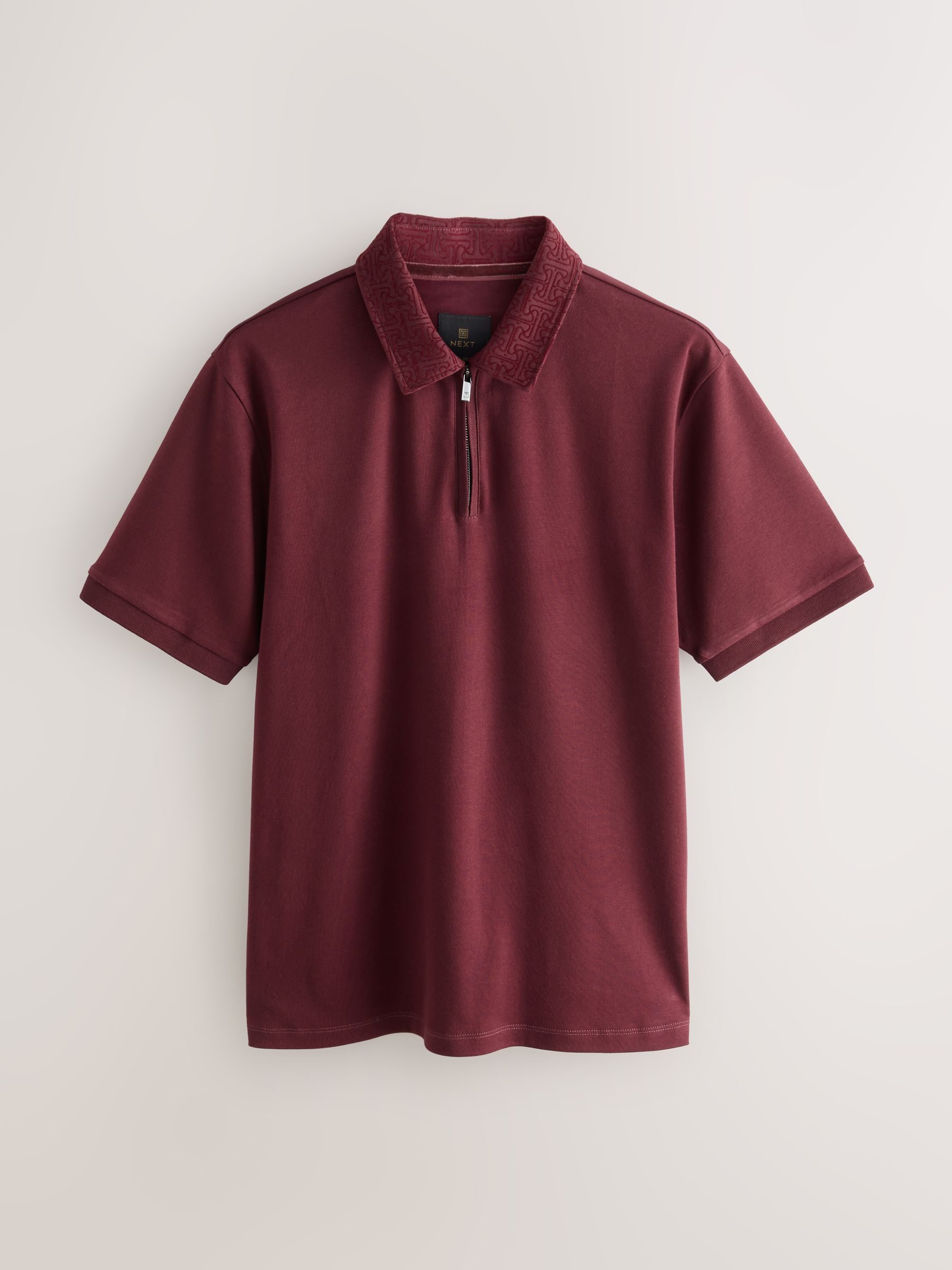 Bordeauxrood - Poloshirt met korte mouwen en modieuze kraag