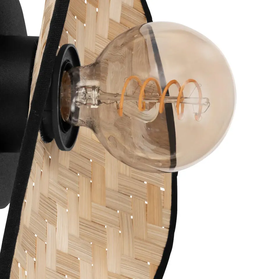 EGLO Marywell Wandlamp - E27 - Hout - Zwart/Bruin