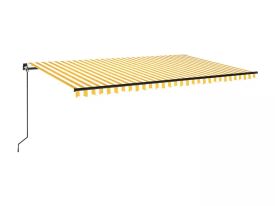 Auvent manuel rétractable avec LED 500x300 cm Jaune et blanc