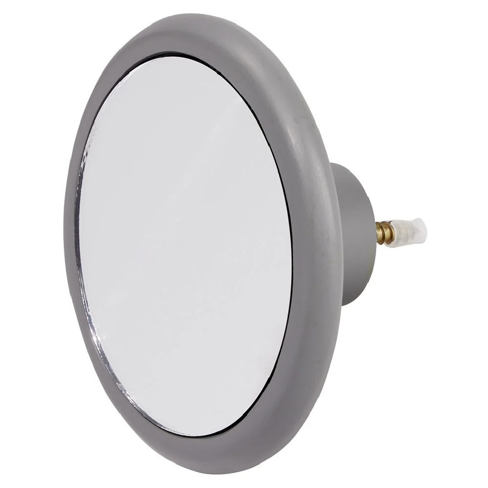 Patère murale ronde miroir contour gris Ø12cm