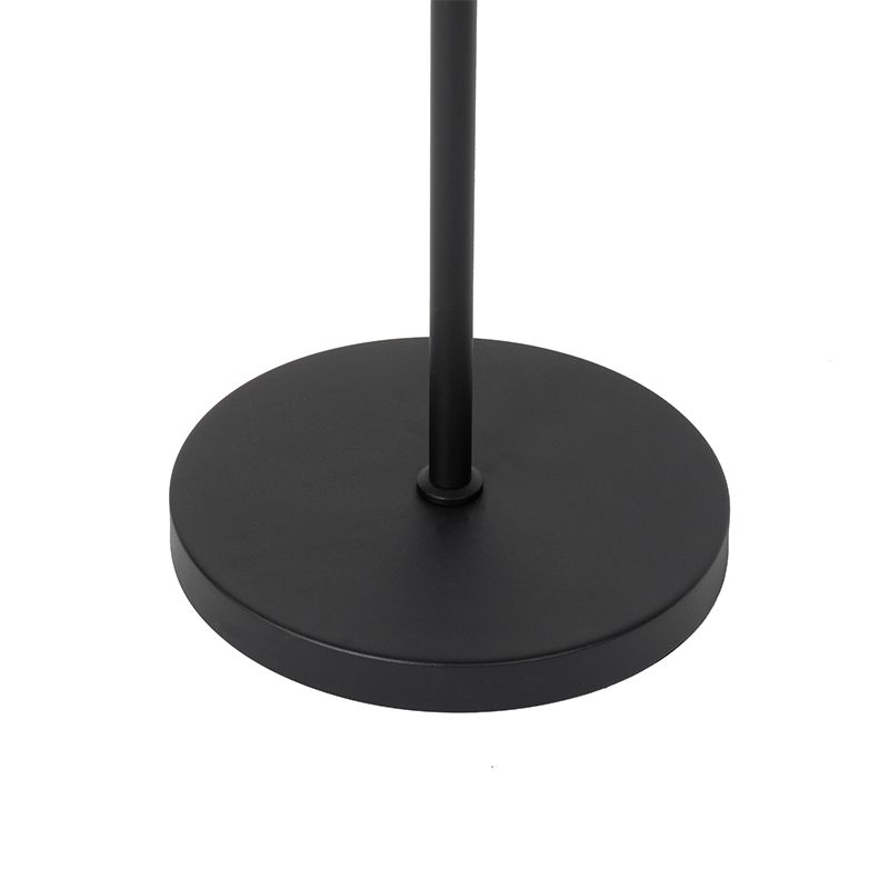 Landelijke vloerlamp zwart met hout 2-lichts - Chon