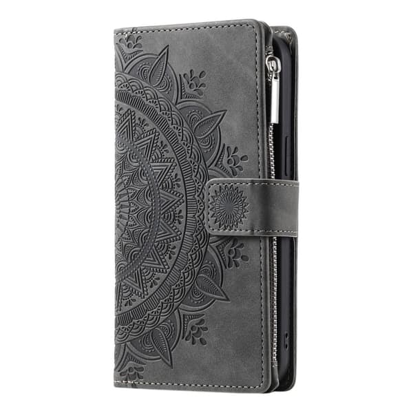 For Samsung Galaxy A56 Lommebok Deksel Shell Mandala Blomstermønster - Grå