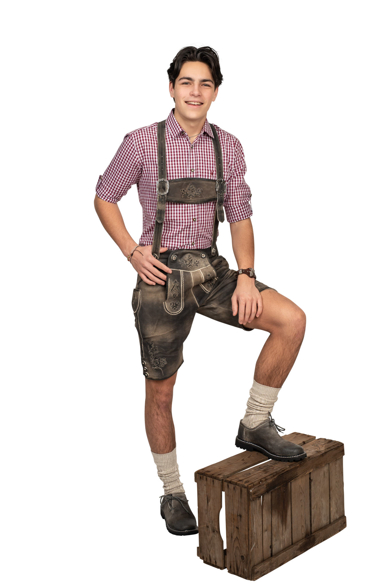 Lederhose Bruin Heren Kort Met Beenknopen