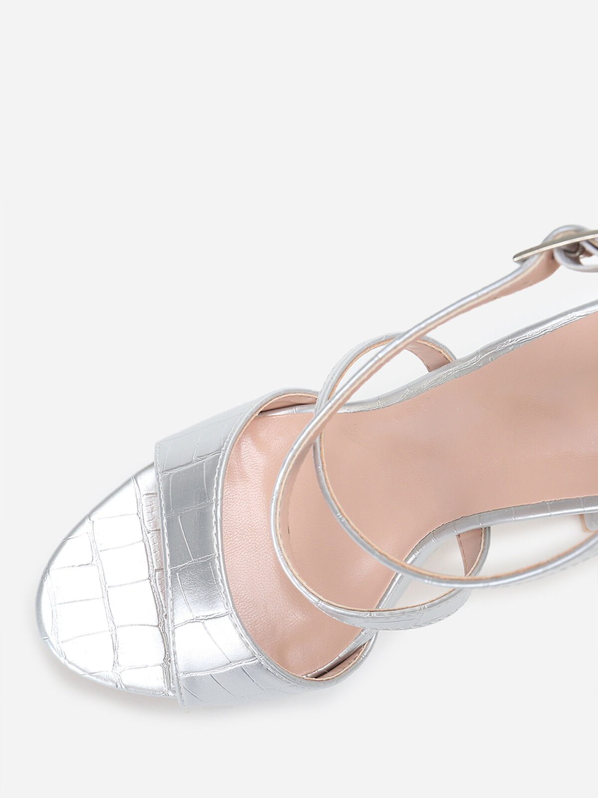 Sandales à plateforme et brides croisées- Argenté