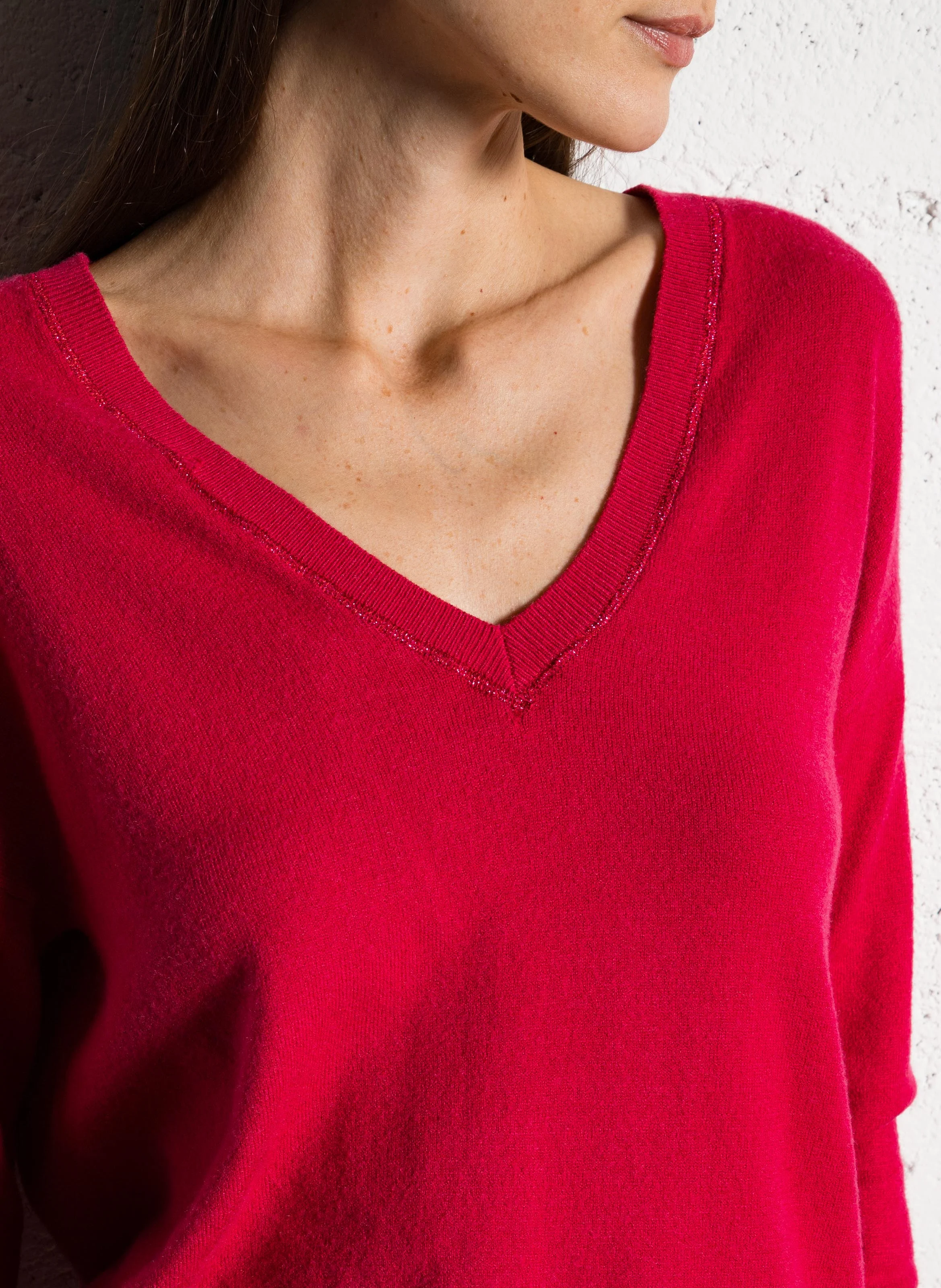 MARSENANO - Pull ample col v | Rouge
