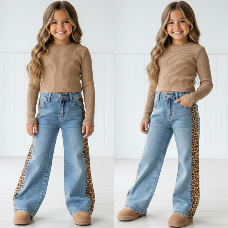 Lots of denim & Little leopard jeans