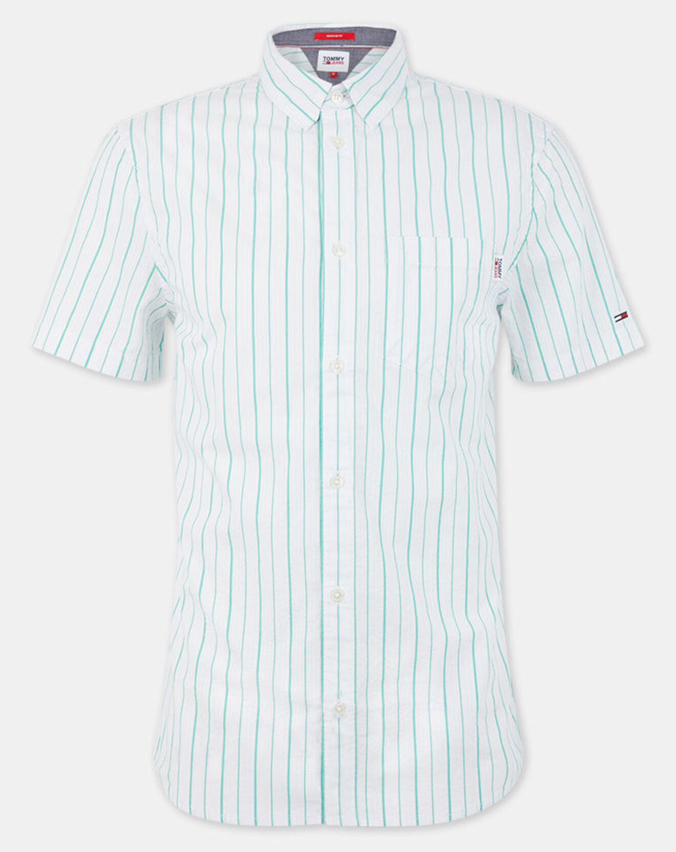 Tommy Jeans Chemise Regular Seersucker à rayures vert/blanc