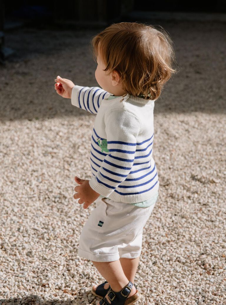 Pull marinière bleu marine et écru