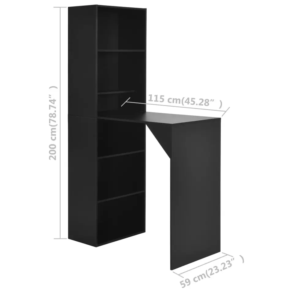 vidaXL - Bartafel - Zwart - Bewerkt hout