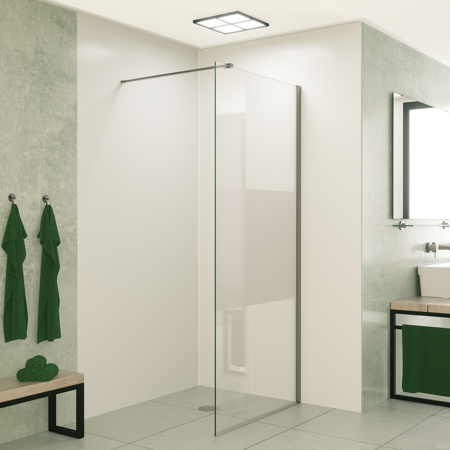 Mueller Slimline inloopdouche 80cm schaamband anti-kalk inclusief RVS profiel & stang