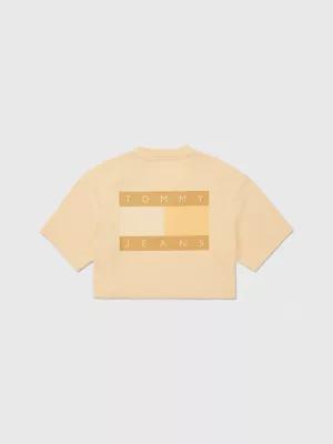 Camiseta com estampa gráfica adaptativa de logotipo tonal nas costas