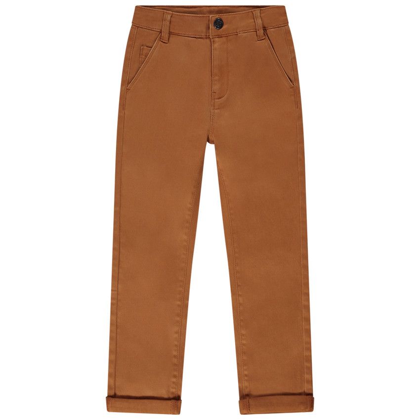 Pantalon chino droit uni pour garçon - Marron