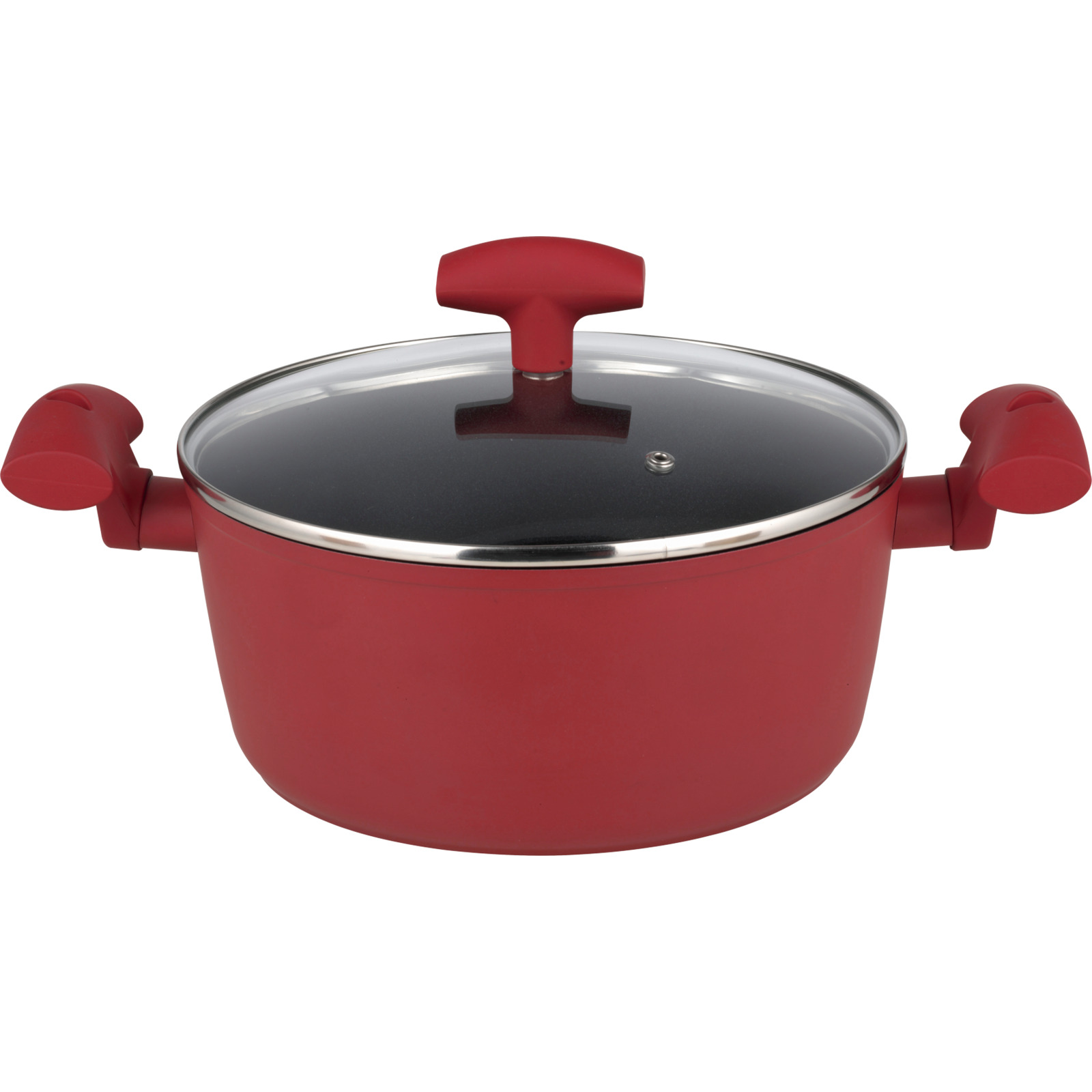 Kochtopf mit Glasdeckel Ø20cm rot