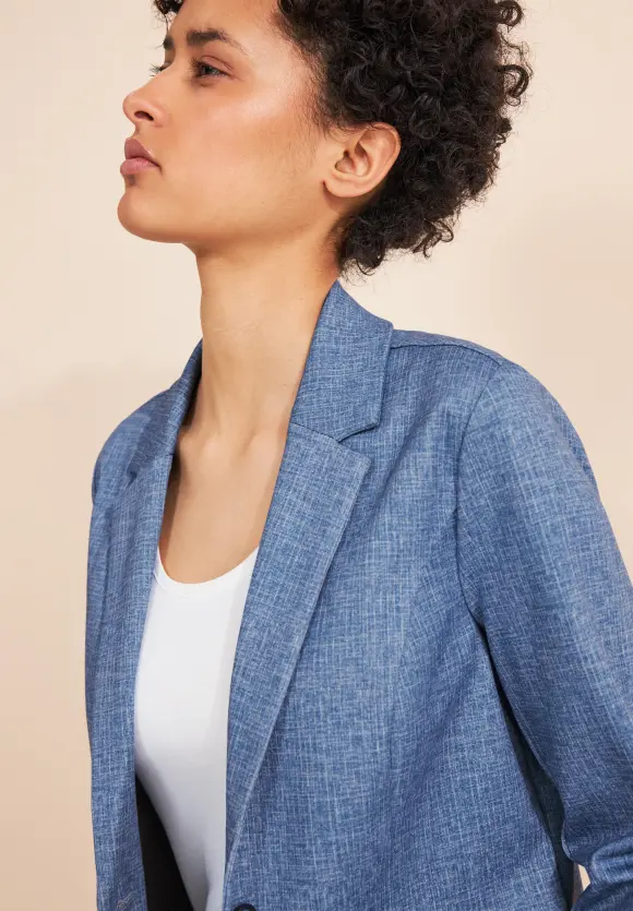 Kurzer Melange Blazer - dahlia blue