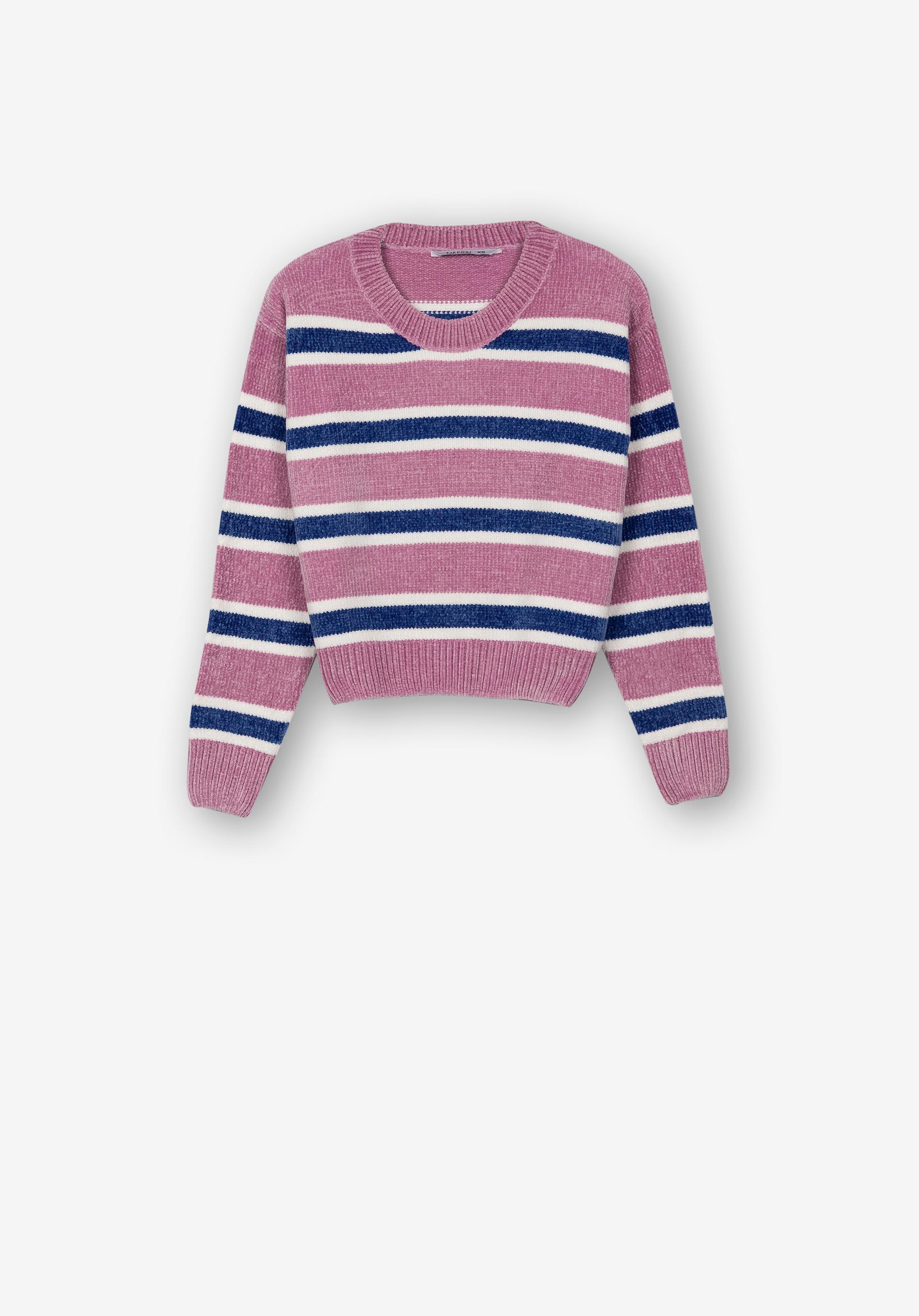 Camisola de Malha Chenille às Riscas