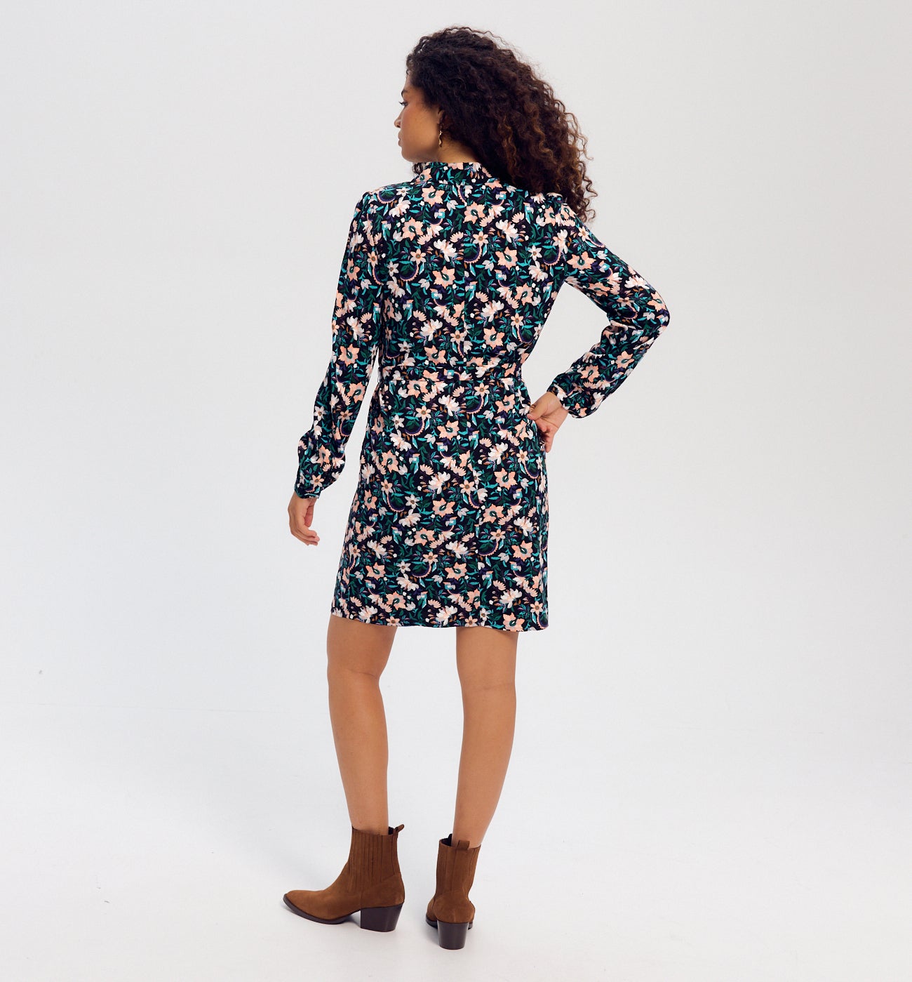 Robe-chemise courte Femme - Imprimé noir