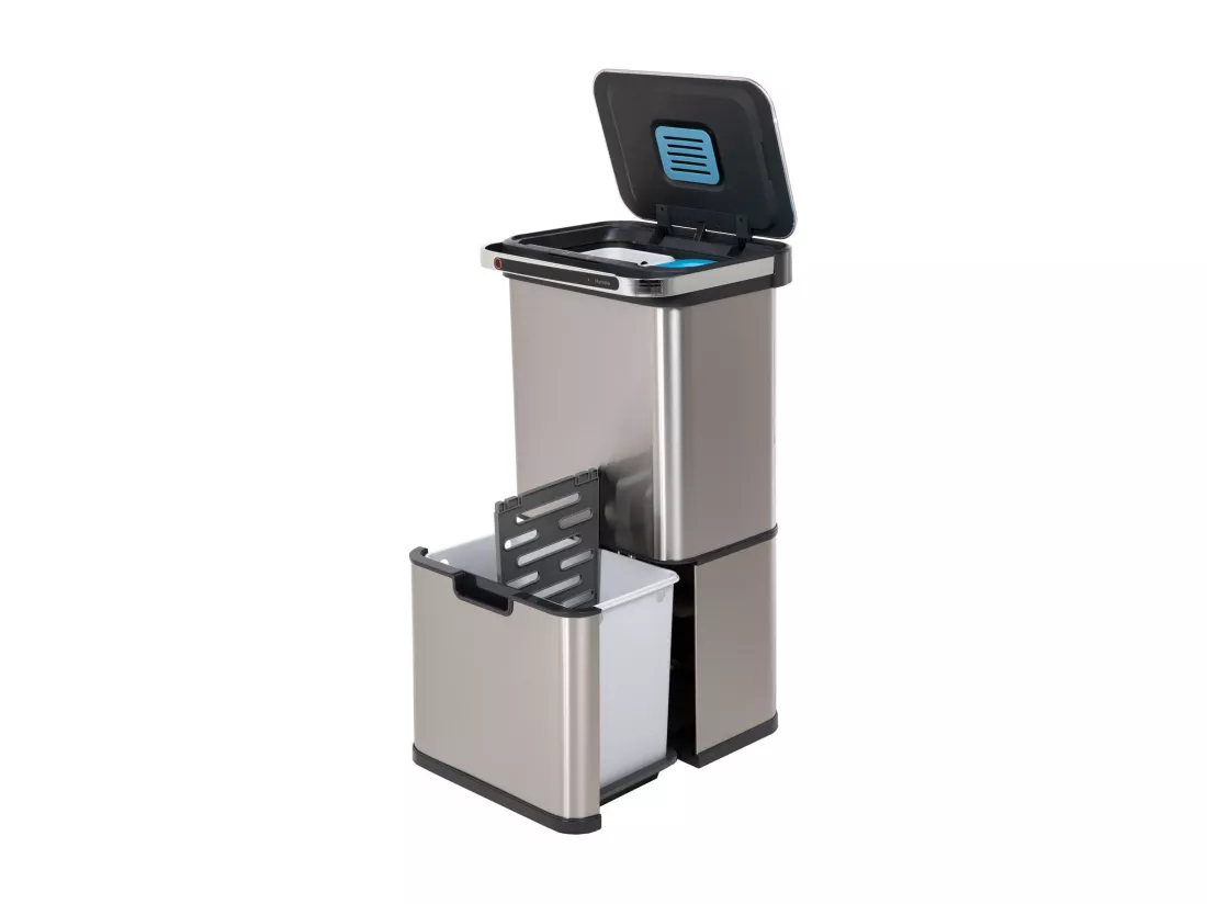 Poubelle à capteur 60L Fonction autonettoyante et filtre à charbon actif