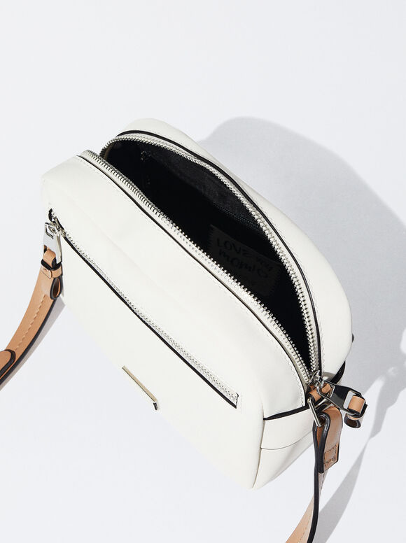 Bolsa transversal com efeito nylon - Cru