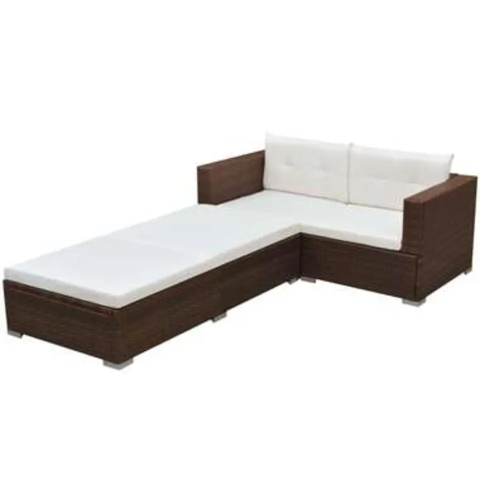 vidaXL - Tuinbank Set - Bruin - Poly rattan