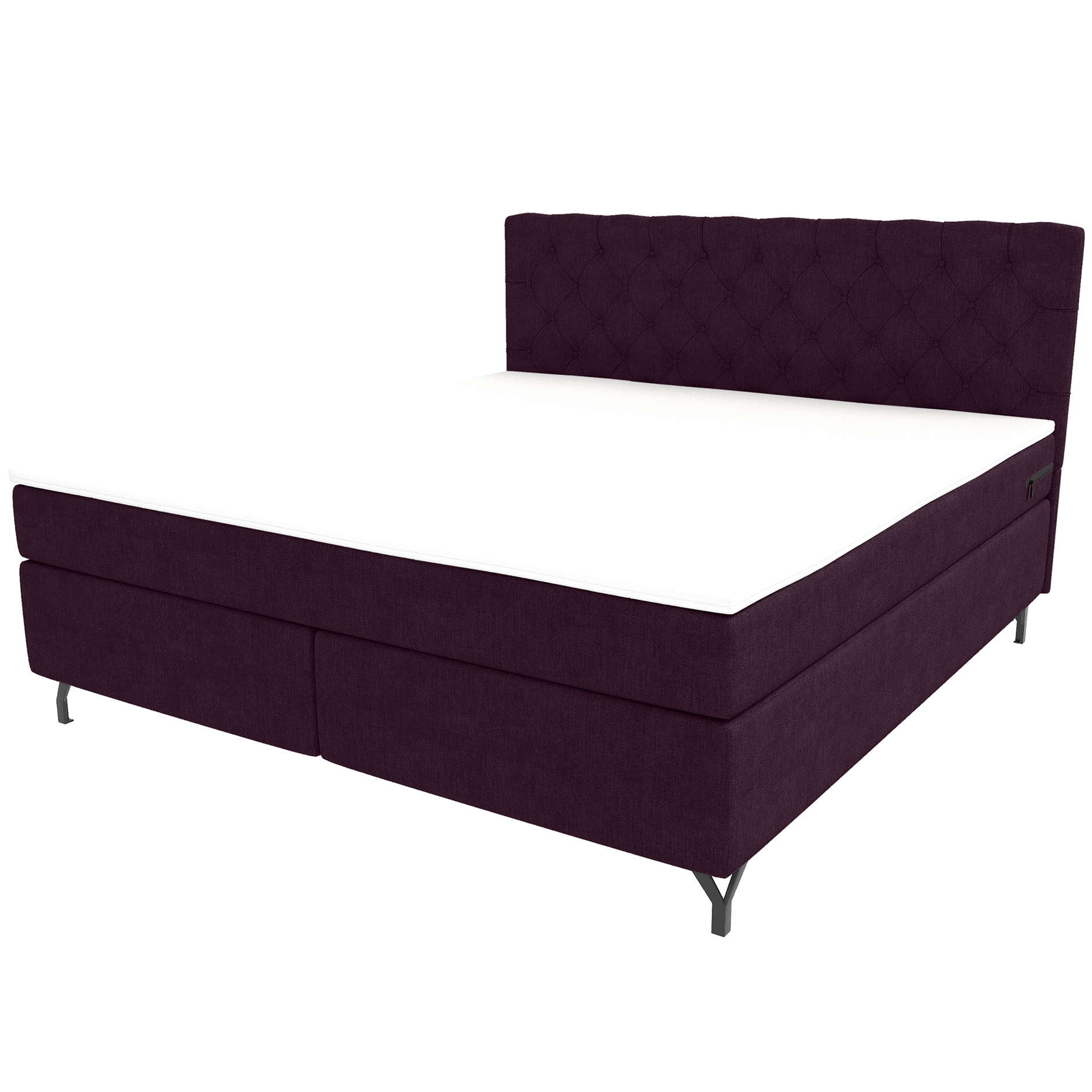 Boxspringbett - weinrot - inklusive Topper - 180x200 cm