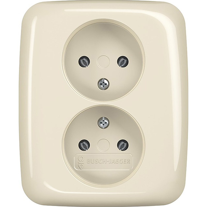 Busch-Jaeger Reflex SI wandcontactdoos dubbel inbouw Glanzend crème
