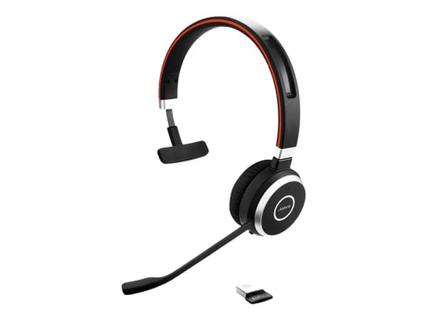 Jabra Evolve 65 SE MS Mono - Hodesett - on-ear - Bluetooth - trådløs - USB - Certified for Microsoft Teams - for Jabra Evolve; LINK 380a MS