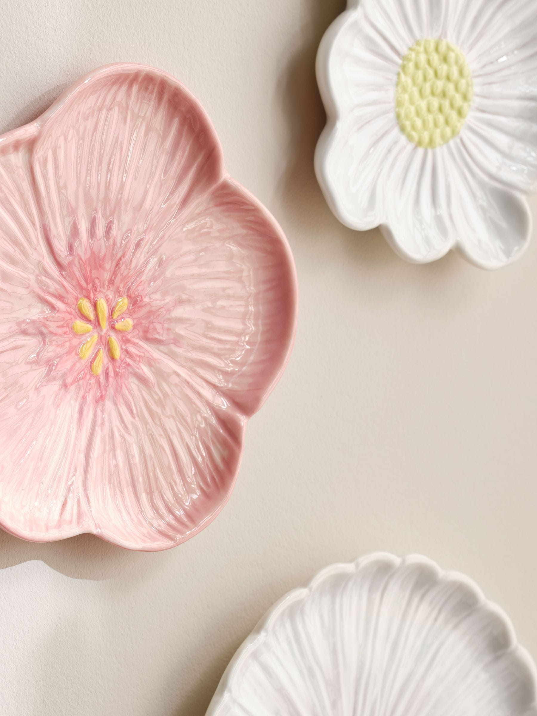 Set of 3 Ceramic Flower Wall Art