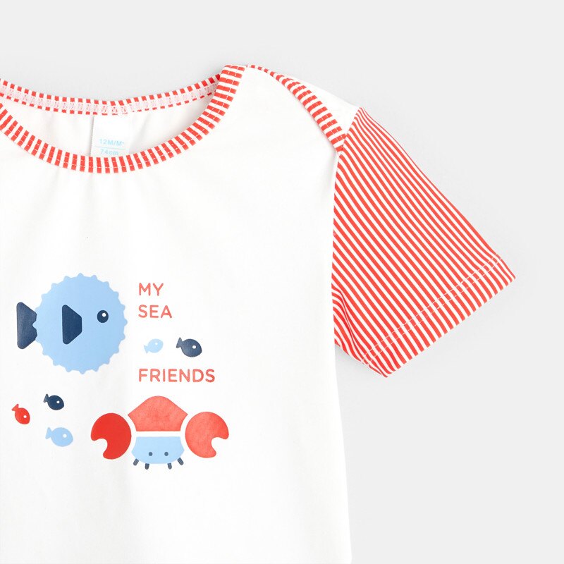 T-shirt anti UV motifs marins bébé garçon Gris ou noir