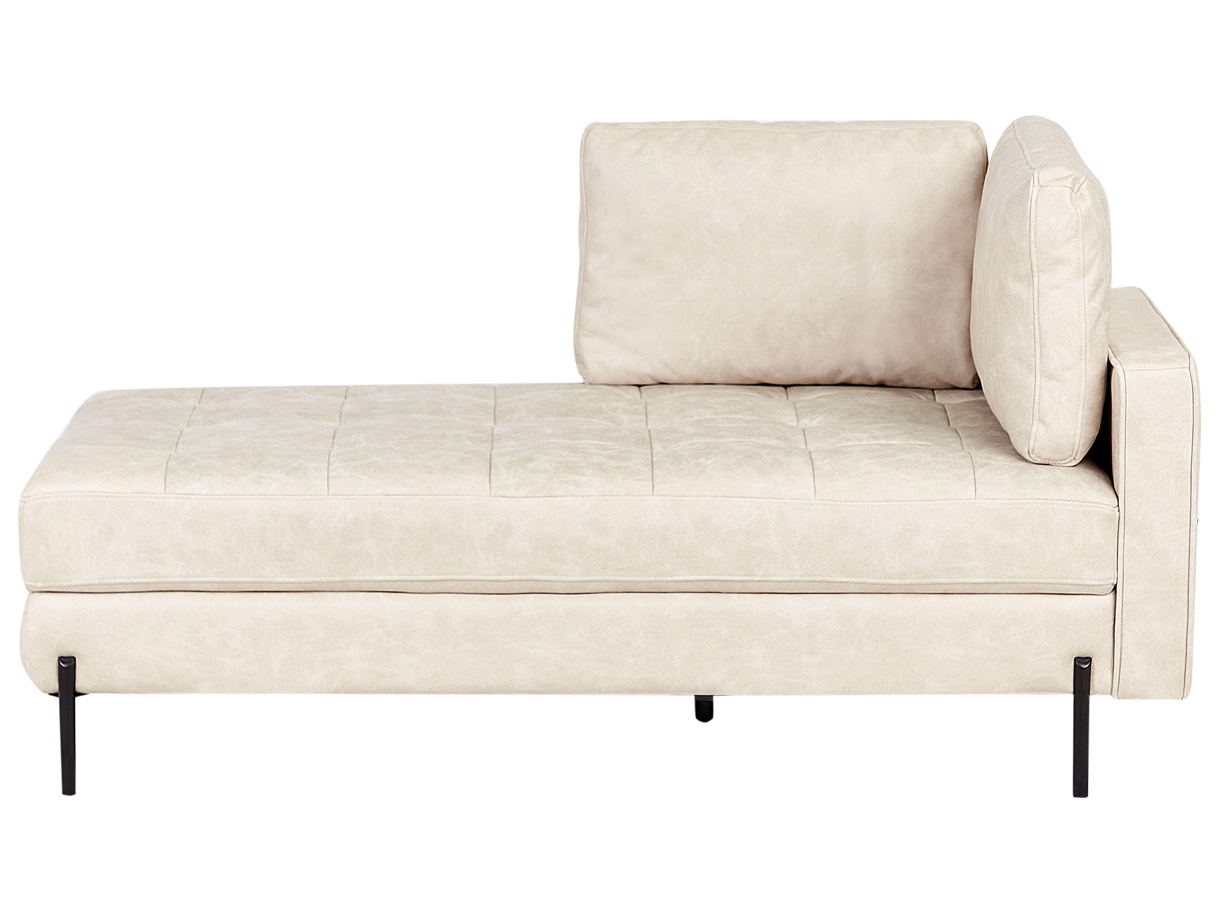 Rechtszijdige chaise longue REBAIS Kunstleer Lichtbeige