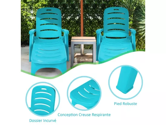 Bain de Soleil, Chaise Longue Jardin Exterieur Pliable Dossier Inclinable à 5 Positions avec Roues, Transat Jardin pour Terrasse, Jardin, Piscine, Charge 150 kg (Turquoise)