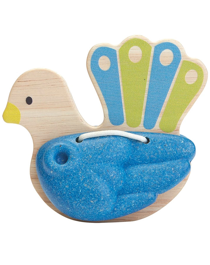 Kastagnette PFAU aus Holz in blau