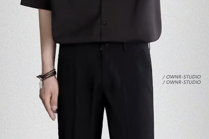 GRAYCIOUS - Effen overhemd met korte mouwen